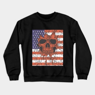 American Flag Skull Patriotic Graphic Crewneck Sweatshirt
